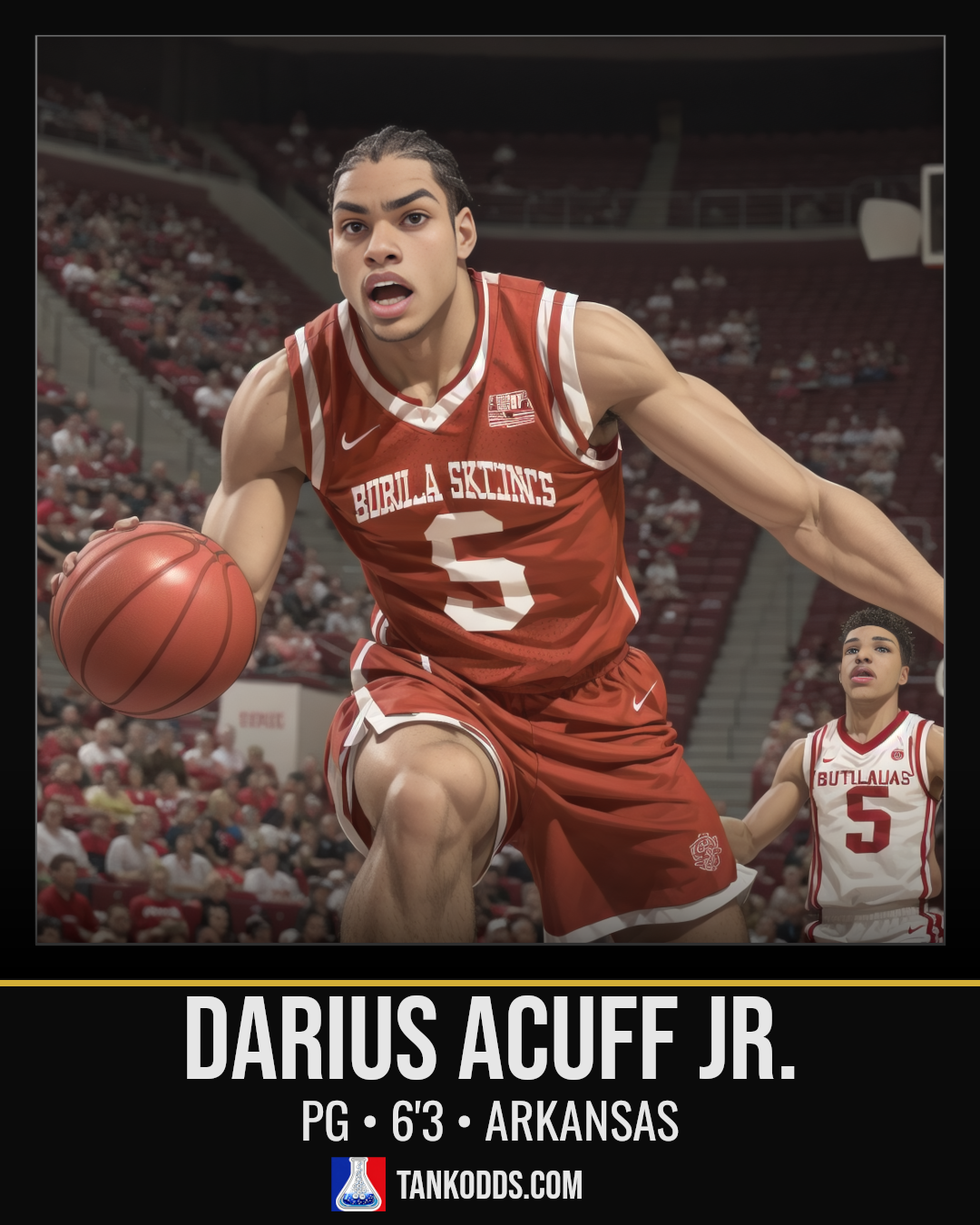 Fan-art style illustration resembling Darius Acuff Jr. for the TankOdds NBA Draft prospect profile.
