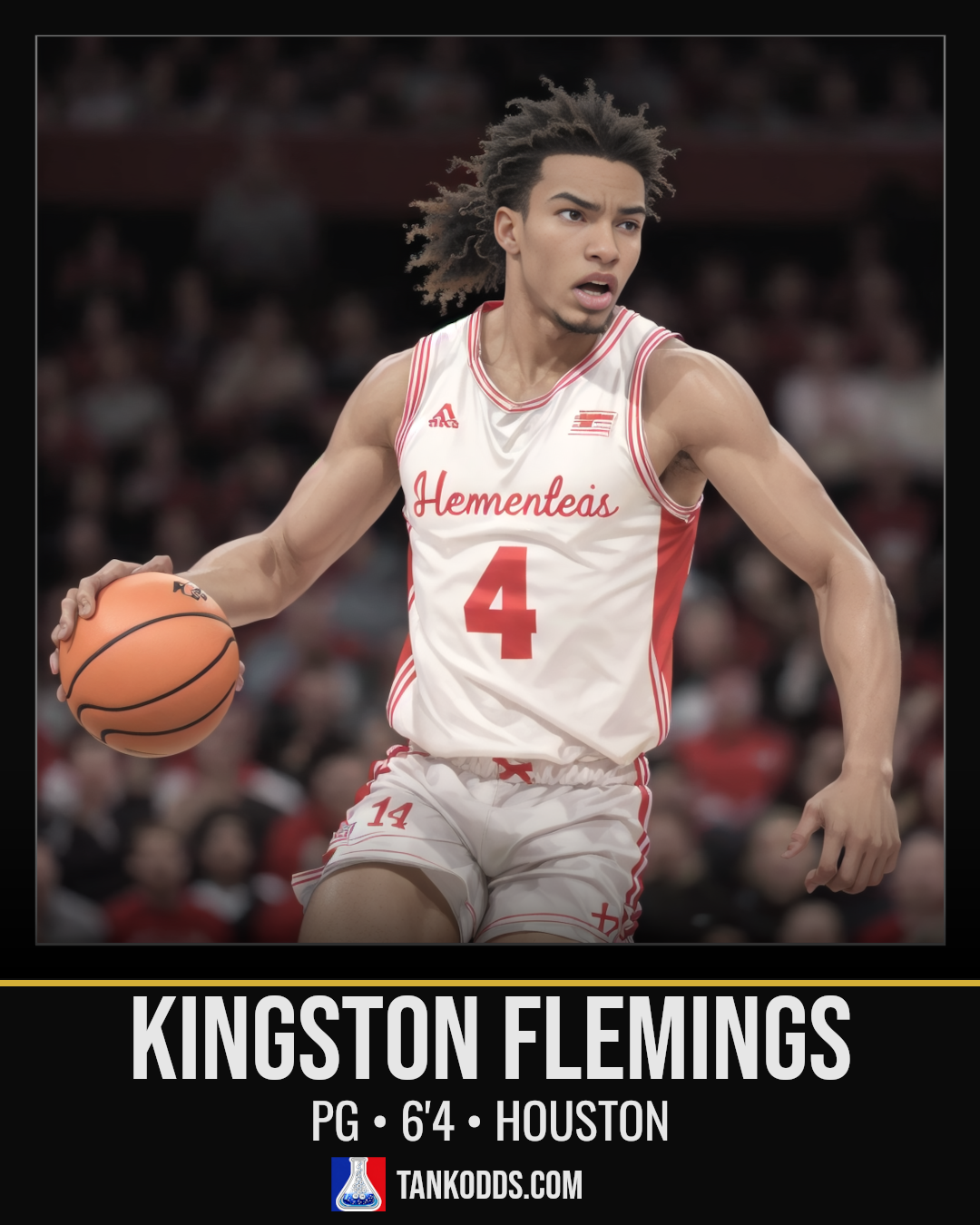 Fan-art style illustration resembling Kingston Flemings for the TankOdds NBA Draft prospect profile.
