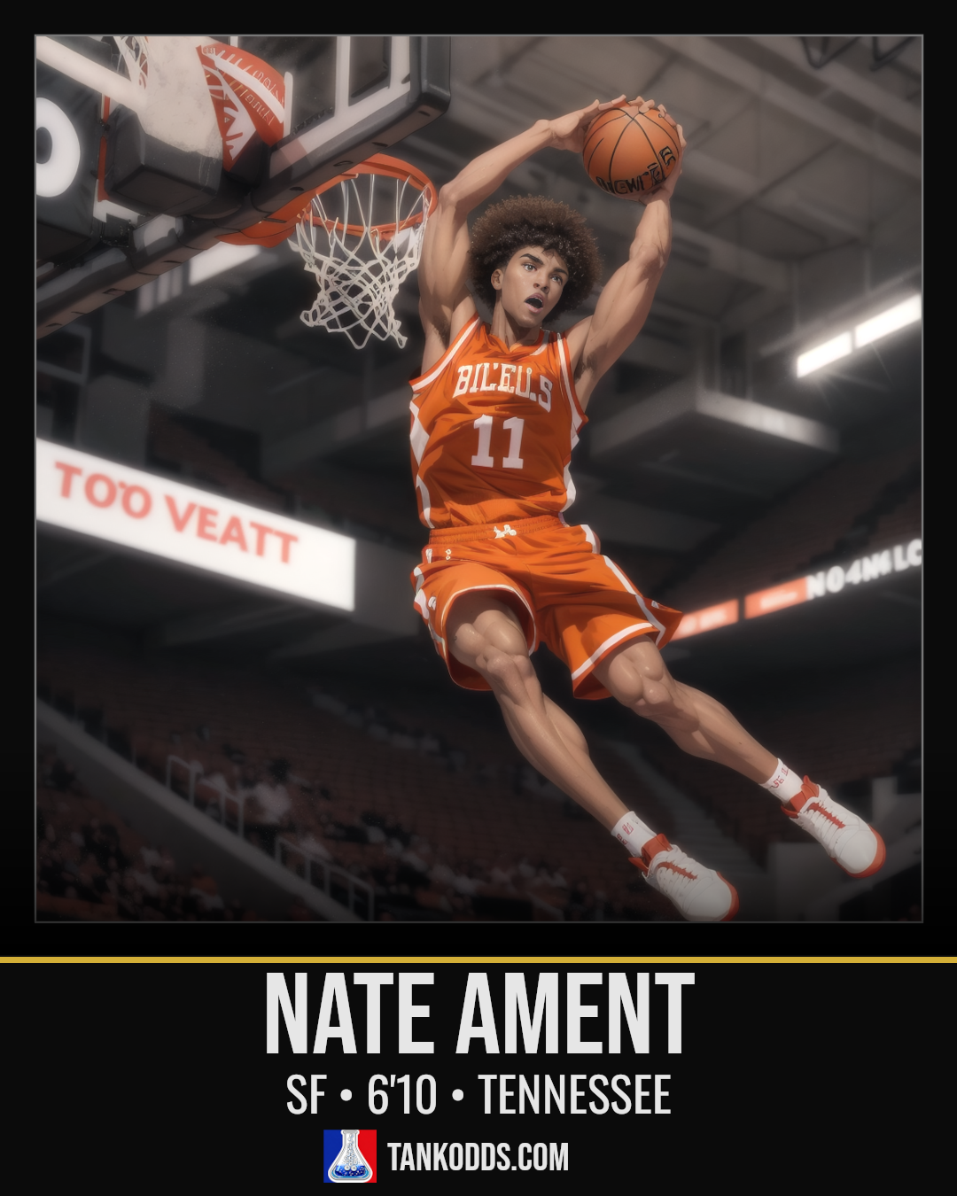 Fan-art style illustration resembling Nate Ament for the TankOdds NBA Draft prospect profile.